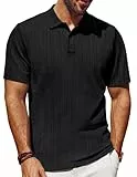 PJ PAUL JONES Herren Poloshirt Kurzarm T-Shirt Schwarz M