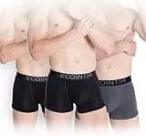 ECOINTIMO Herren Boxershorts, 3er-Pack, 93% Bambusfasern, 7% Elasthan, Atmungsaktiv, Weich, Farben und Größen wählbar (DE/NL/SE/PL, L, Regular, Standard, Black/Black/Grey)