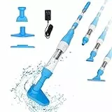 PoolyPoly 3 en 1 Poolsauger Kabellos mit Akku, Pool Handsauger Bodensauger, 90 Minuten Laufzeit Poolreiniger mit Teleskopstange, Pool Staubsauger für kleine Pools, Spas, Whirlpools, Blau