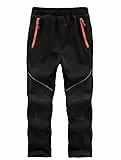 Zzkouine Kinder Softshellhose Schneehose Skihose Warme Hosen Jungen Mädchen Winterhose Outdoorhose Wanderhose, Schwarz/Tarnung 152-158