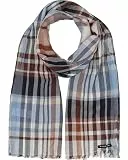 bugatti | Herren Schal | kariert | lässige Knitter Optik | 100% Baumwolle | 45 x 185 cm Chocolate