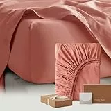 Double Stitch by Bedsure Baumwoll-Tencel-Spannbetttuch – Gewinner des Good Housekeeping Awards, nur kühlendes Spannbetttuch, tiefe Tasche bis 40,6 cm, 1 Spannbetttuch, 137,2 x 190,5 cm,