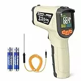 Infrarot Thermometer(nicht für Menschen) -50°C bis 800°C Tilswall IR Digital Laser Temperaturmessgerät mit Kochen LCD Display für Kochen/Barbecue/Pizza Oven/Gefrierschrank/Industrie(beige)