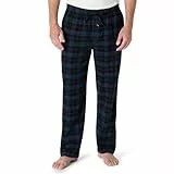 Amazon Essentials Herren Atmungsaktive Flanell-Pyjamahose (Erhältlich In Groß Und Schwer), Schwarz Blau Karomuster, XL