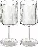 koziol Superglas Club No. 21, 2 Stück, 250 ml, Weinglas mit Stiel aus kristallklarem Kunststoff, luxuriös, unzerbrechlich, wiederverwendbar, Party, Camping, 2er Set
