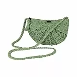 Roxy Damen-Umhängetasche, Handtasche, gehäkelt, gewebt, Alltag, Sommer, nachhaltig, leicht, Chips und Guacamole - Rankengrün, Einheitsgröße