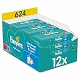 Pampers Fresh Clean Feuchttücher 12 Packungen mit 52 Stück, 624 Feuchttücher, milder Duft, auch für Hände und Gesicht geeignet