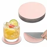 AMFUN Untersetzer Gläser 15er Set, Doppelseitigen Leder Untersetzer, Rund rutschfest Glasuntersetzer, rutschfest Abwaschbare Getränkeuntersetzer(Rosa + Grau)