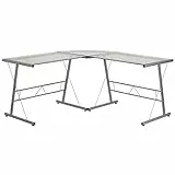 Flash Furniture L-förmiger 84-Zoll-Computer, Heimbüroecke, Gaming-Schreibtisch, platzsparend, einfach zu montieren, klar/Silber, 1 Stück