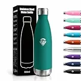Thermosflasche 500ml, Thermoskanne Doppelwandig Kohlensäure Geeignet, BPA-Frei, Auslaufsicher Trinkflasche Isoliert Edelstahl für Uni, Arbeit, Reisen, Sport, Outdoor, Jungen, Mädchen