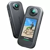 AKASO 360° Action Cam - 5.7K 72MP 360 Grad Actionkamera mit Duale 1/2' 48MP Sensoren, 2.29'' Touchscreen, Unsichtbarer Selfie Stick Effekt, 360° Horizon Lock, AI-Verfolgung, 2 * 1350mAh Akku