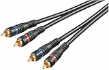 Goobay 60795 Stereo Cinchkabel 2m / 2x Cinch-Stecker auf 2x Cinchstecker / RCA Kabel Subwoofer Kabel für Blu Ray Verstärker HiFi Stereo / Cinch Kabel 2m / Schwarz