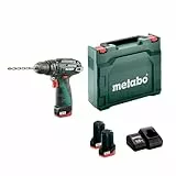 Metabo Akku-Schlagbohrschrauber PowerMaxx SB Basic (600385500) 12V 2x Li-Ion; Ladegerät LC 40; Kunststoffkoffer, Art des Akkupacks: Li-Ion , Akkuspannung: 12 V, Akkukapazität: 2 x 2 Ah