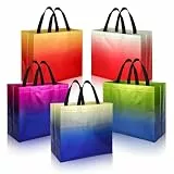 PHOGARY 10 Stück Große Geschenktaschen mit Henkel, Wiederverwendbarer Tüten mit Farbverlauf zum Geburtstagstüten, Hochzeit, Mitgebsel Tüten Abschieds, Vliesstoff Geschenktasche Geschenkverpackungen