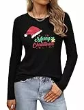 Gyabnw Weihnachtsshirt Damen Langarm Geschenke Geihnachten T Shirt Hässliche Weihnachtspullover Weihnachtsoutfit