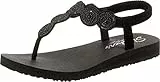 Skechers Damen Meditation Stars & Sparkle Zehentrenner, Black Mitobuck/Rhinestone/Trim, 40 EU