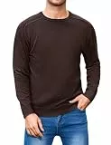 iClosam Pullover Herren Winter Rundhals Langarm Sweatshirt Baumwolle Strickpullover Herren Alltag Pulli Regular Fit, Lagentauglich,Braun,M