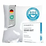 Homyrium Daunenkissen 80x80 Kopfkissen 80x80 Daunen Federkissen Dreikammer Kissen FÜLLUNG: außen 90% Daunen / 10% Federn; innen 100% Federn, 100% Baumwollbezug (1100g, 1er Pack)