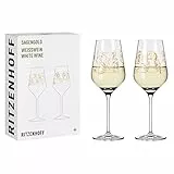 RITZENHOFF 3411001 Weißweinglas 300 ml - Serie Sagengold Nr. 1, 2er Set, Mythologiemotiv, Echt-Gold - Made in Germany, Roségold