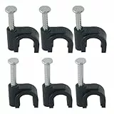 Kabelschellen Nagelschelle 7mm 8mm (200 Stück Insgesamt) UV-Beständig Stahlnagelkabelclips Kabelmanagement Kabelklemmen Langlebige Drahtklammern Für Wände Kabelwandklammer Schwarz