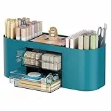 Marbrasse Schreibtisch Organizer mit 3 Schubladen,Multifunktionaler Stiftehalter,Schreibtischzubehör & Ablage mit 7 Fächern für Haus,Schule,Klassenzimmer (Dunkelgrün)