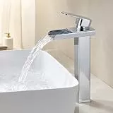 HOMELODY Wasserhahn Bad Wasserfall Waschtischarmatur, Einhandmischer Messing Armatur Badezimmer mit Auslauf Höhe 260 MM, Moderner Mischbatterie Waschbecken, Energiesparend, Chrom