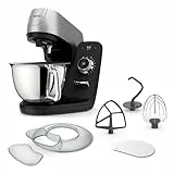 Tefal Coach Küchenmaschine, 1200 W, 8 Auto-Programme, inkl. Back-Zubehör und App, personalisiertes Erlebnis, planetarisches Rührsystem, Schwarz/Silber, QB900838