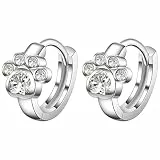 RoseJeopal 925 Silber Kinder Ohrringe Damen Katzenpfote Weiß Zirkonia Ohrringe Ohrstecker Silber 925 Knorpel Ohrringe Schmuck für Frauen Mädchen