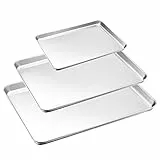 HaWare Backblech-Set, 3-teilig, Edelstahl 18/0, Backformen, Toaster-Ofenblech, Keksblech, spiegelnde Oberfläche und weniger klebrig, leicht zu reinigen und spülmaschinenfest – (3 verschiedene Größen)