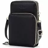 CLUCI Handy Umhängetasche Damen Klein Crossbody Clutch Leder Handytasche mit Geldbörse Damen Schultertasche mit Kartenfächer Schwarz