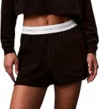 Calvin Klein Damen Logo Jersey Short LV00QS7517 Schlafhose, Schwarz (Schwarz), XS, Schwarz (Schwarz), XS