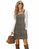 CUPSHE Damen Latzrock Quadratischer Ausschnitt Hosenträger Taschen Cord Latzkleid Overallkleid Freizeitkleider Corduroy Mini Dress