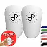 JDP Mini Schienbeinschoner - Extra Kleine für Fußball Herren, Anti-Rutsch für Kinder, 12x8 cm, Weiß