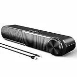 Jeecoo A30 PC Lautsprecher,Computer Lautsprecher für Pc,USB Powere PC Soundbar Schwarz, Lautsprecher Boxen für Pc, Laptop,Monitor,Ipad,Tablets,Smartphone (USB+3.5mm
