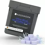 NASSWERK Ultra Blue Multitabs 5 in 1 für Pool (1kh bis 10kg) | 20g Langzeit Chlortabletten für Pool 5 in 1 | Mini Whirlpool Chlortabs mit Chlor, Algizid, pH Stabilisator, Reiniger & Aquamarin