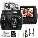 Sofortbildkamera Kinder, Gofunly Bildschirm Kinderkamera Sofortbildkamera mit 2,4 Zoll 32GB Karte & Druckpapier, Kamera Kinder Sofortdruck 1080P HD, Geschenk für 3-12
