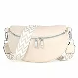 TANTOMI Umhängetasche Damen PU Leder, Crossbody Bag Mit Breitem Gurt, Bauchtasche Stylisch, Elegante Gürteltasche