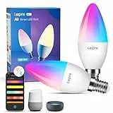 Lepro AI Smart Glühbirne BC1, 4.9W 470LM Glühbirne E14 Dimmbar, KI-Lichtdesign-Assistent, Warmweiß-Kaltweiß und RGB, Kompatibel mit Alexa/Google, Sprachsteuerung/Musik Sync, WiFi & Bluetooth, 2 Stück