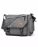 ibalulu Umhängetasche Herren,Robuste Canvas Messenger Bag mit Mehreren Taschen & Verstellbarem Gurt, Vintage Crossbody Bag Hobo Arbeitstasche Unisex Schultertasche für Beruf, Reise, Alltag(Grau)