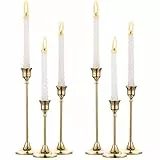 NUPTIO Kerzenständer Goldene Kerzenhalter Stabkerze: 6 Stück Stabkerzen Vintage Kerzenleuchter Messing Metall Antik Stabkerzenhalter für Tisch Hochzeit Housewarming Geschenk Weihnachten