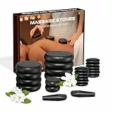 Hot Stones Massage Steine Set, 24 Stück Massagesteine aus Basalt Heiße Steine Geeignet für Spa, Massagetherapy, Entspannung (24)