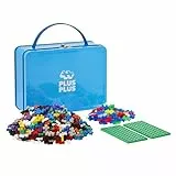 Plus-Plus 9607002 Geniales Konstruktionsspielzeug, Basic, Bausteine-Set in praktischer Metall-Box mit Henkel, 600 Teile, bunt