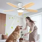 Airwit 106cm Leise Deckenventilator mit Beleuchtung und Fernbedienung, Doppelseitige Flügeln Deckenventilator mit Licht, Dimmbar LED Lampe mit Ventilator für Schlafzimmer, Wohnzimmer, DC Motor
