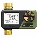 Diivoo IP66 Bewässerungscomputer, Messing-EIN-/Ausgänge, Großes LCD-Display, Bewässerungsuhr mit Regenverzögerung, Automatische & Manuelle Bewässerung, Programmierbarer Zeitschalter für Garten, Rasen