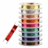 Naler 10 Stück Schmuck Handwerk Blumen Farbe Handwerk Kupferdraht gemischte Farbe 0,3 mm x 10 m Schmuckherstellung DIY