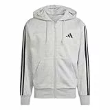 Adidas Men's Essential Three Stripes Fleece Zipper Hoodie, medium Grey Heather/Black, L