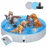 Hundepool Schwimmbecken für Hunde Kinder Planschbecken oder Anderer Tiere Verstärkte Stärke 5mm tragbar und faltbar - Grau (180cm)