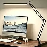 SKYLEO Schreibtischlampe LED – Schreibtischlampe klemmbar 1300LM – 5 Farbmodi x 11 Helligkeitsstufen – Verstellbarer Schwenkarm – Timmer und Speicherfunktion – 12W Desk Lamp – Schwarz