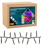 Idena 31109 - LED Lichterkette mit 800 LEDs in Bunt, NewTec mit 8 Stunden Timer Funktion & Dimmer, inkl. Netzteil, ca. 17,8 m lang, Deko für Innen & Außen, Wohnzimmer, Partys, Weihnachten, Hochzeit
