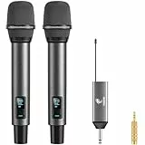 TONOR Mikrofon Kabellos, Wiederaufladbares Funkmikrofon Set, Metall, UHF, 2x20 Einstellbare Wireless Microphone für Kirche, Party, Hochzei, Hochzeit mit Einstellbarer Lautstärke, 80m, TW520